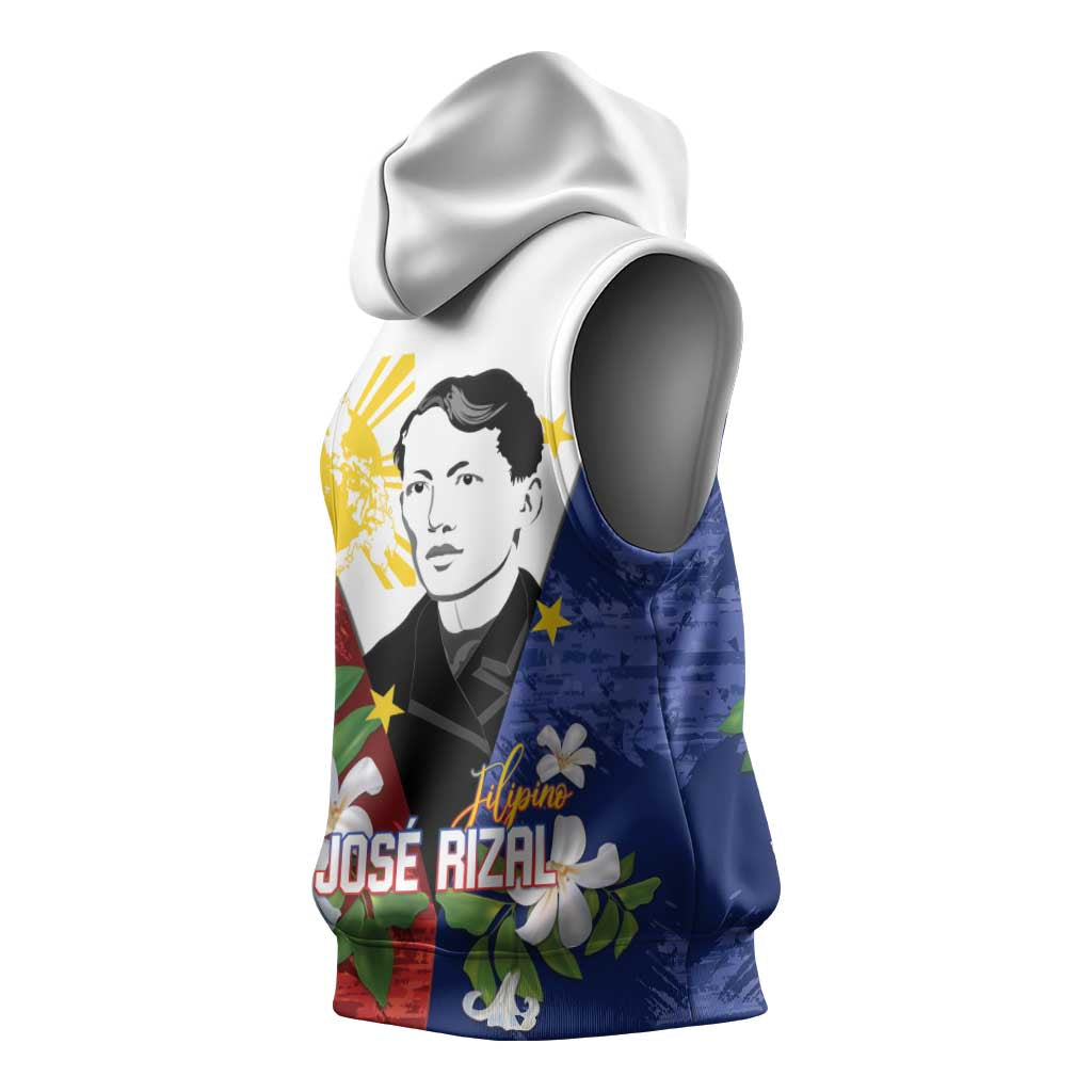 Philippines Rizal Day Sleeveless Hoodie Filipino Sampaguita Grunge Style - Wonder Print Shop