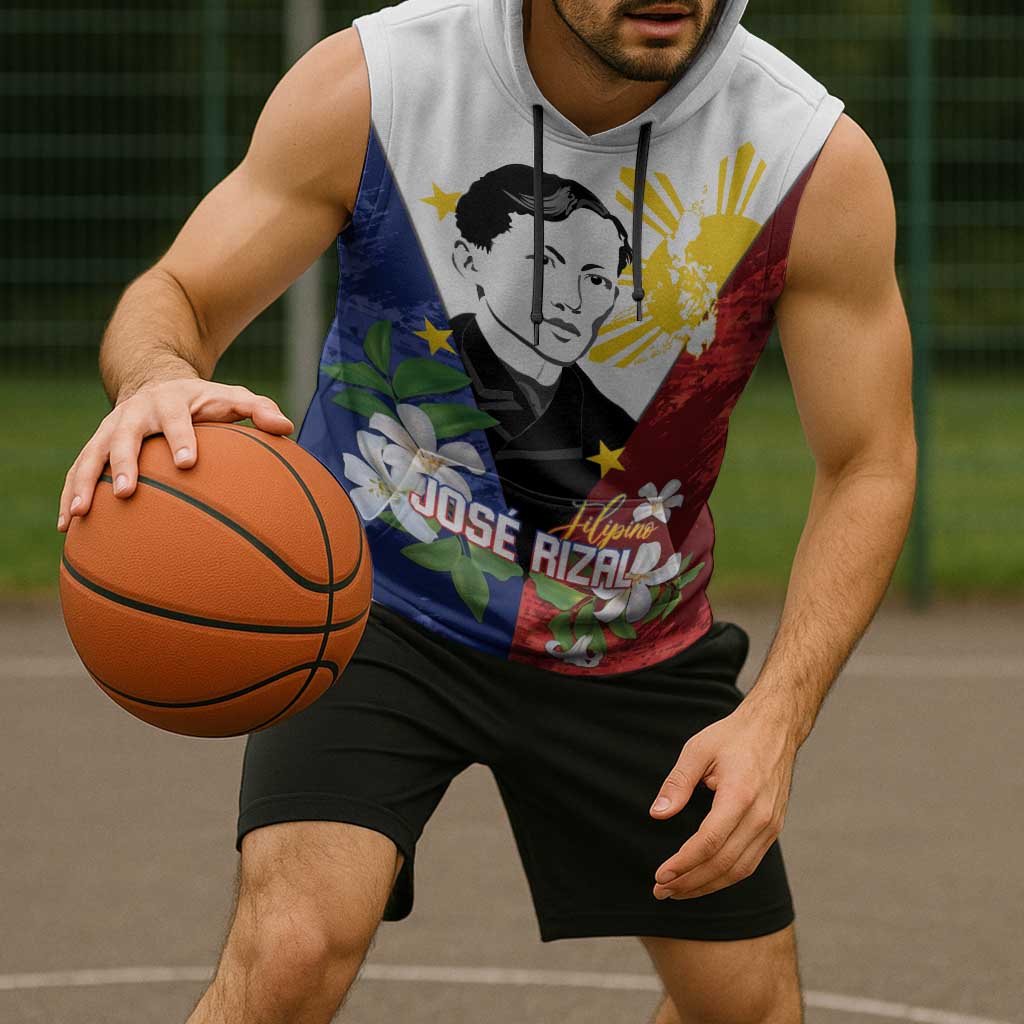 Philippines Rizal Day Sleeveless Hoodie Filipino Sampaguita Grunge Style - Wonder Print Shop