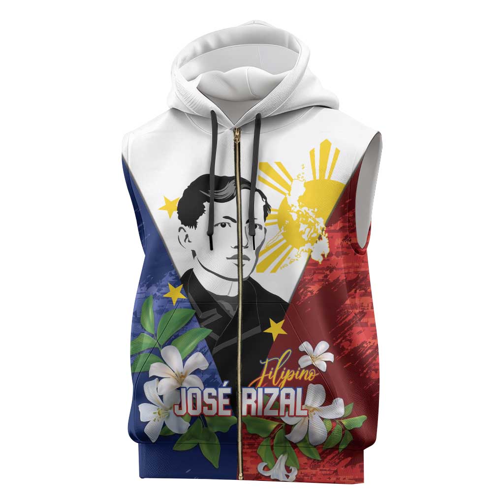 Philippines Rizal Day Sleeveless Zip Hoodie Filipino Sampaguita Grunge Style - Wonder Print Shop