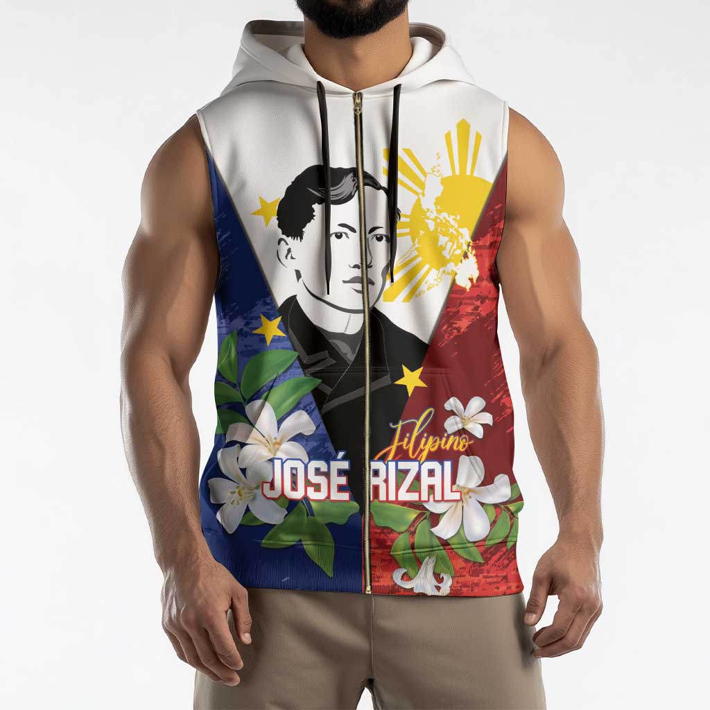 Philippines Rizal Day Sleeveless Zip Hoodie Filipino Sampaguita Grunge Style - Wonder Print Shop