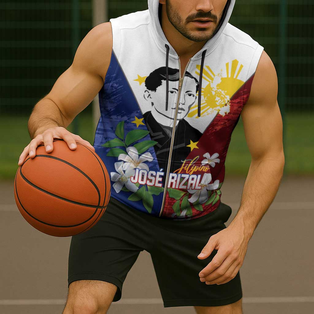 Philippines Rizal Day Sleeveless Zip Hoodie Filipino Sampaguita Grunge Style - Wonder Print Shop