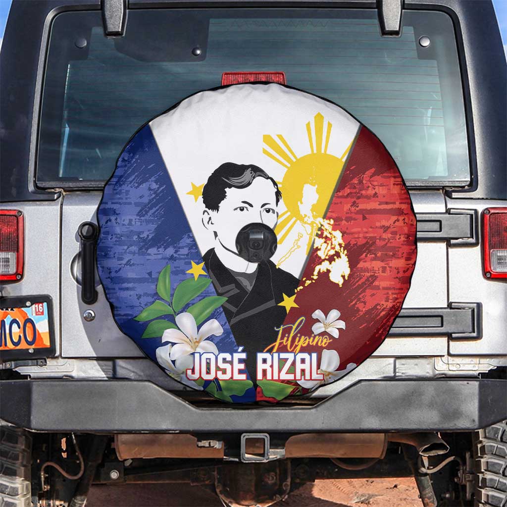 Philippines Rizal Day Spare Tire Cover Filipino Sampaguita Grunge Style - Wonder Print Shop