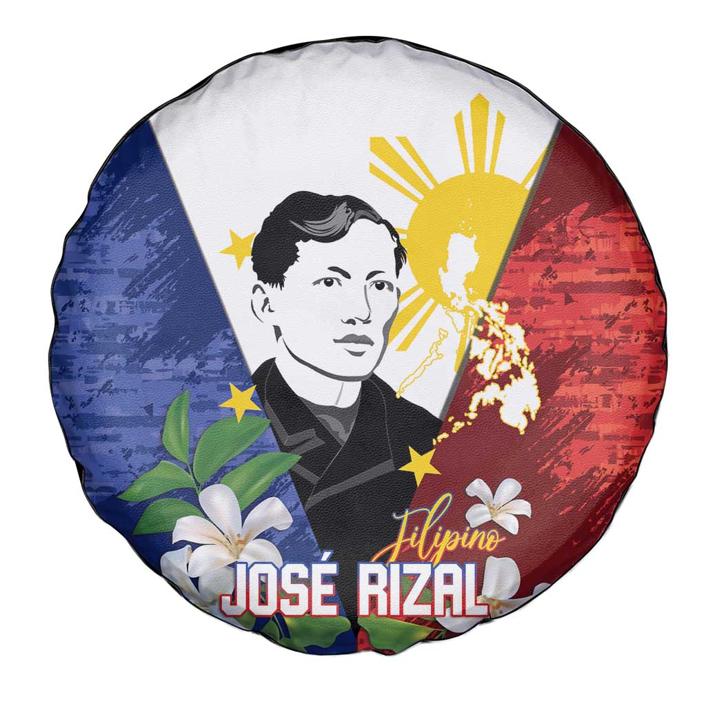 Philippines Rizal Day Spare Tire Cover Filipino Sampaguita Grunge Style - Wonder Print Shop