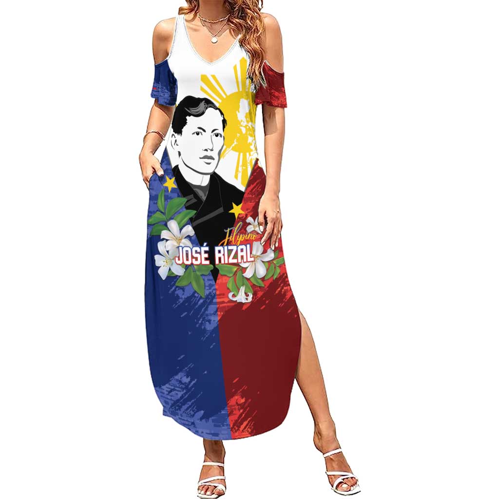 Philippines Rizal Day Summer Maxi Dress Filipino Sampaguita Grunge Style - Wonder Print Shop