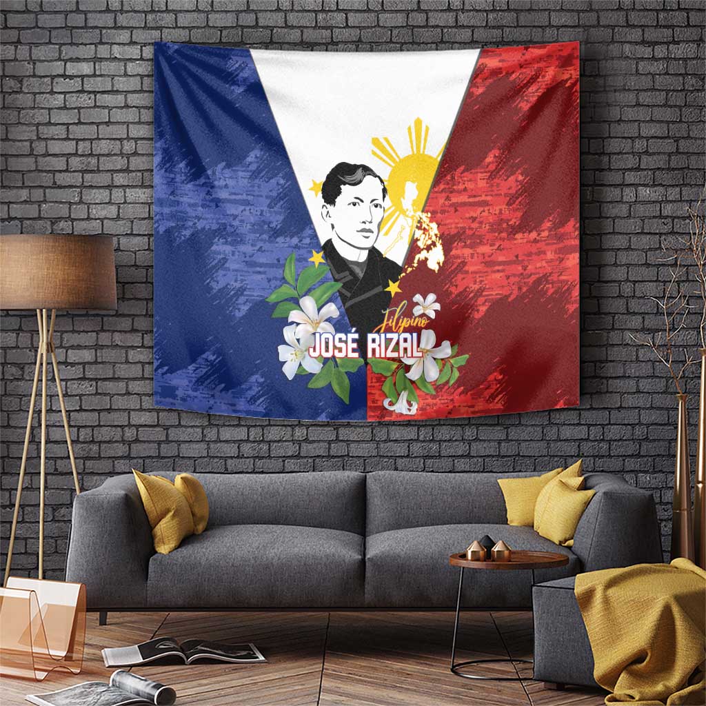 Philippines Rizal Day Tapestry Filipino Sampaguita Grunge Style - Wonder Print Shop