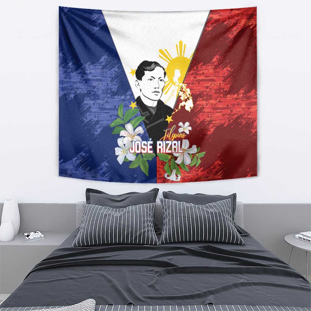 Philippines Rizal Day Tapestry Filipino Sampaguita Grunge Style - Wonder Print Shop