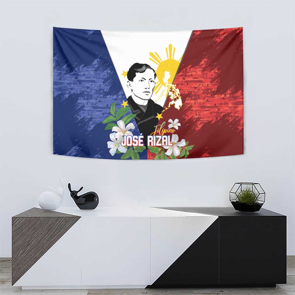 Philippines Rizal Day Tapestry Filipino Sampaguita Grunge Style - Wonder Print Shop