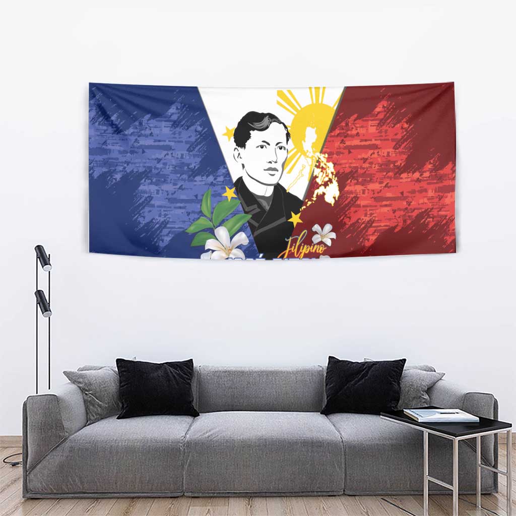Philippines Rizal Day Tapestry Filipino Sampaguita Grunge Style - Wonder Print Shop