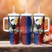 Philippines Rizal Day Tumbler With Handle Filipino Sampaguita Grunge Style - Wonder Print Shop