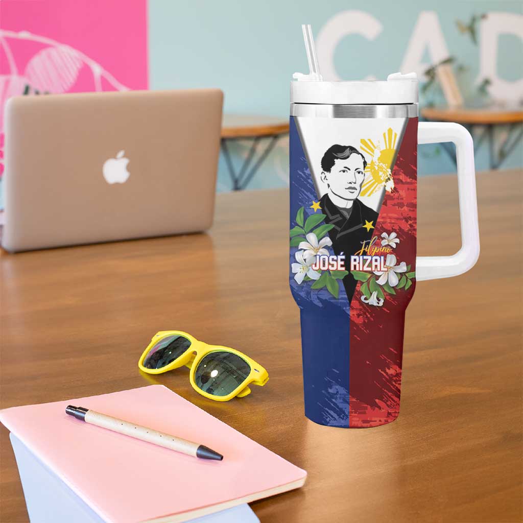 Philippines Rizal Day Tumbler With Handle Filipino Sampaguita Grunge Style - Wonder Print Shop