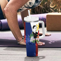 Philippines Rizal Day Tumbler With Handle Filipino Sampaguita Grunge Style - Wonder Print Shop