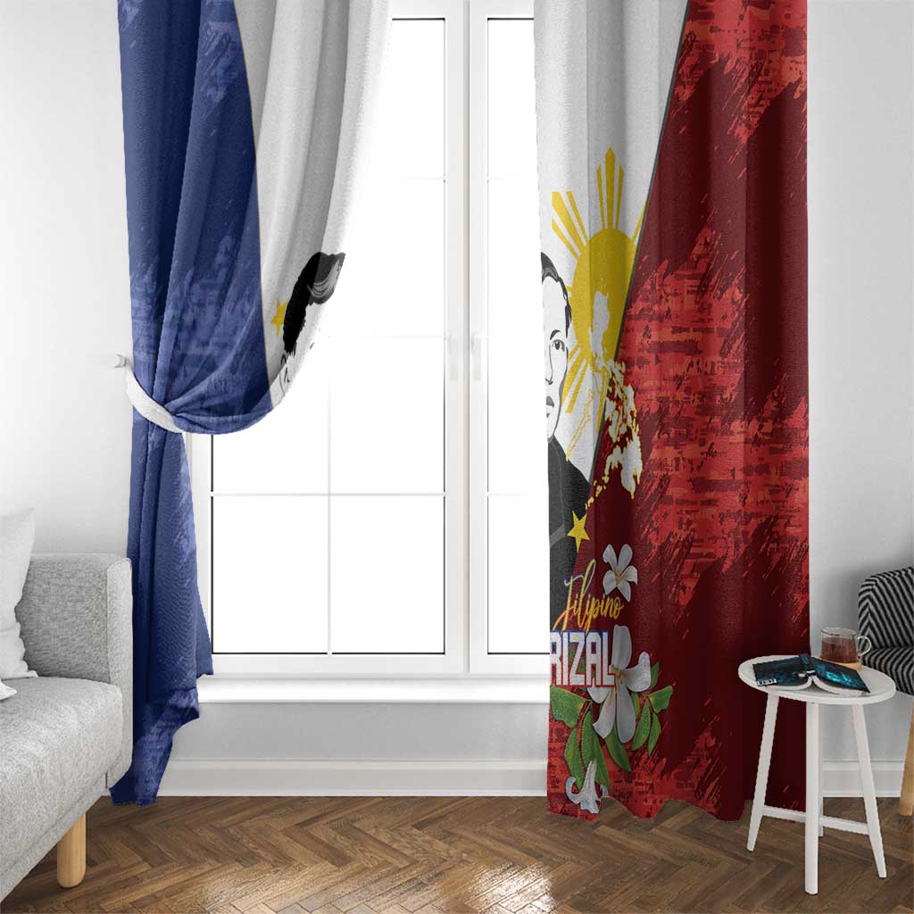 Philippines Rizal Day Window Curtain Filipino Sampaguita Grunge Style - Wonder Print Shop