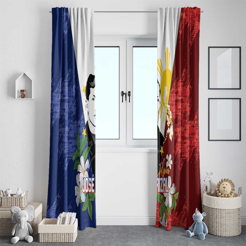 Philippines Rizal Day Window Curtain Filipino Sampaguita Grunge Style - Wonder Print Shop