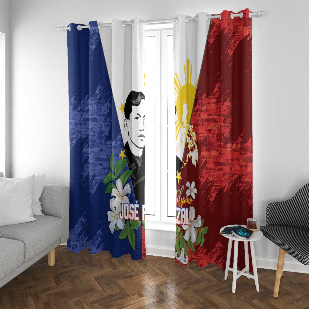 Philippines Rizal Day Window Curtain Filipino Sampaguita Grunge Style - Wonder Print Shop