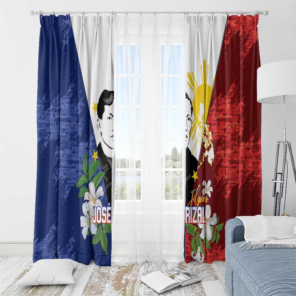 Philippines Rizal Day Window Curtain Filipino Sampaguita Grunge Style - Wonder Print Shop