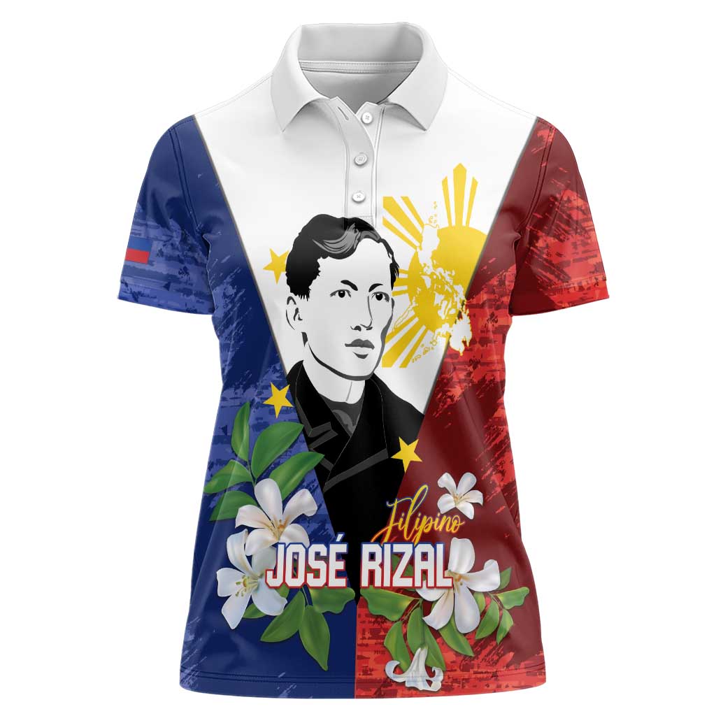 Philippines Rizal Day Women Polo Shirt Filipino Sampaguita Grunge Style - Wonder Print Shop