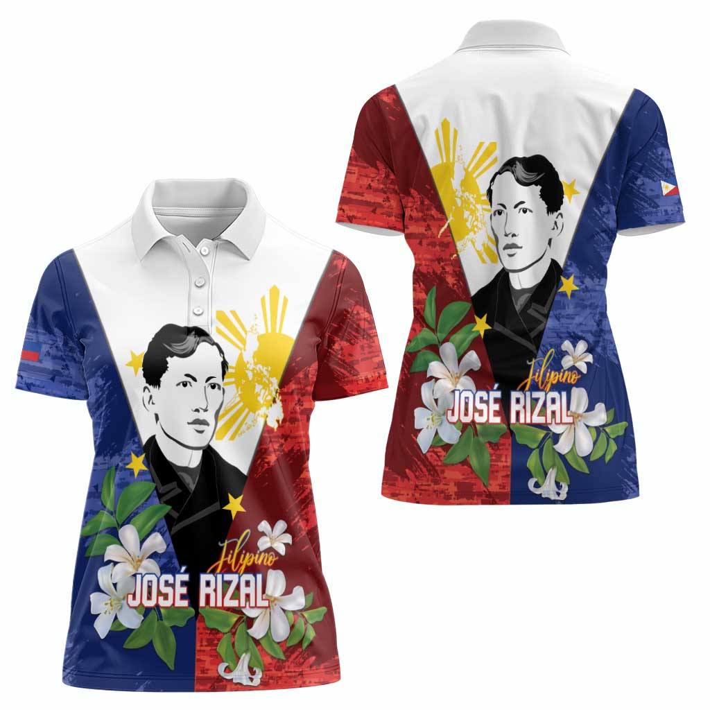 Philippines Rizal Day Women Polo Shirt Filipino Sampaguita Grunge Style - Wonder Print Shop