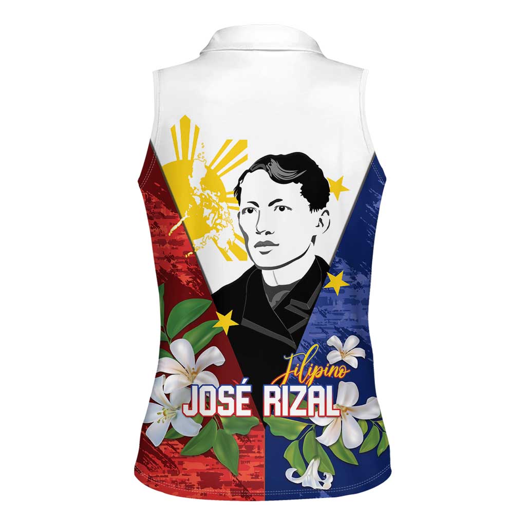 Philippines Rizal Day Women Sleeveless Polo Shirt Filipino Sampaguita Grunge Style - Wonder Print Shop