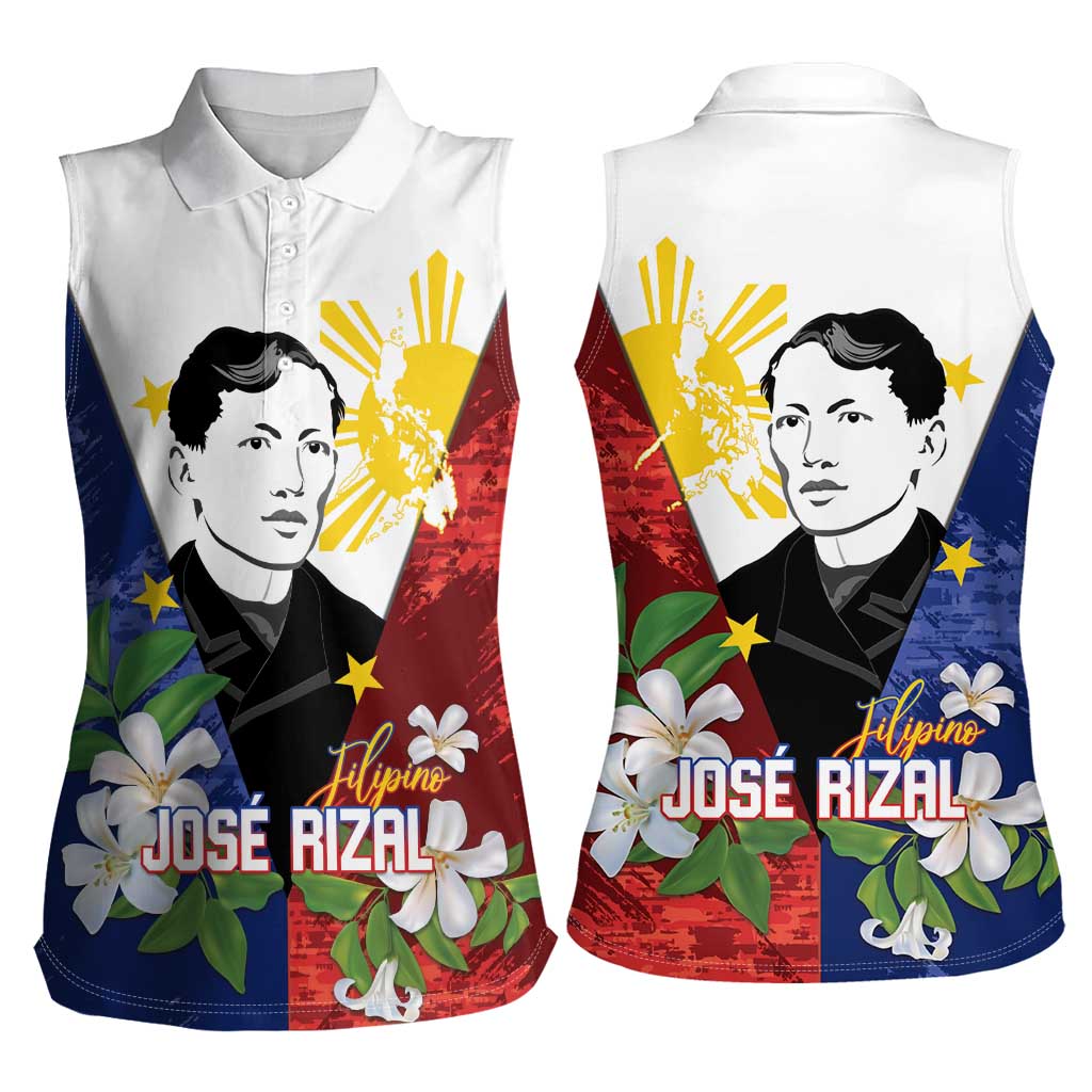 Philippines Rizal Day Women Sleeveless Polo Shirt Filipino Sampaguita Grunge Style - Wonder Print Shop
