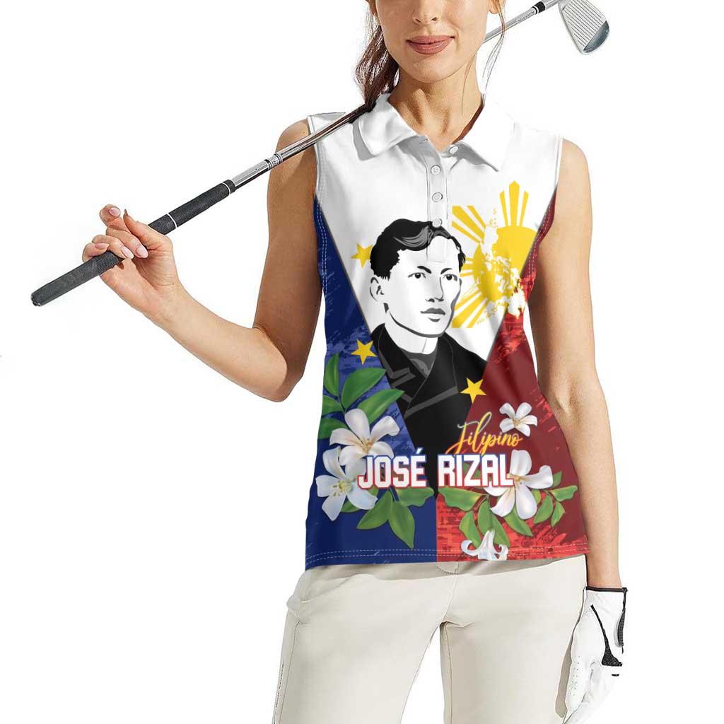 Philippines Rizal Day Women Sleeveless Polo Shirt Filipino Sampaguita Grunge Style - Wonder Print Shop