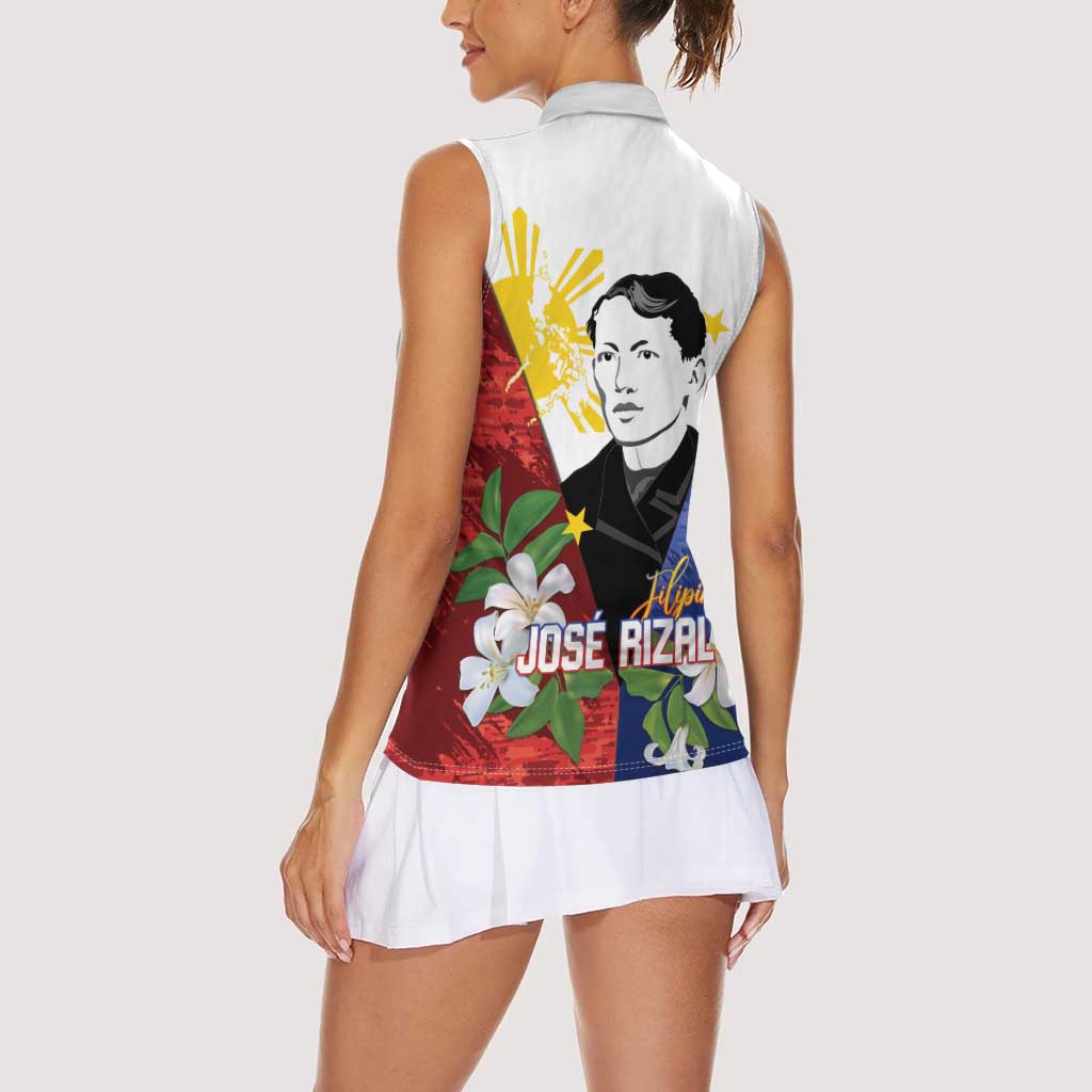 Philippines Rizal Day Women Sleeveless Polo Shirt Filipino Sampaguita Grunge Style - Wonder Print Shop