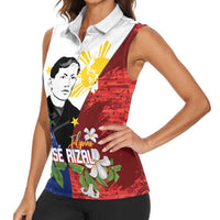 Philippines Rizal Day Women Sleeveless Polo Shirt Filipino Sampaguita Grunge Style - Wonder Print Shop