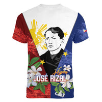 Philippines Rizal Day Women V-Neck T-Shirt Filipino Sampaguita Grunge Style - Wonder Print Shop
