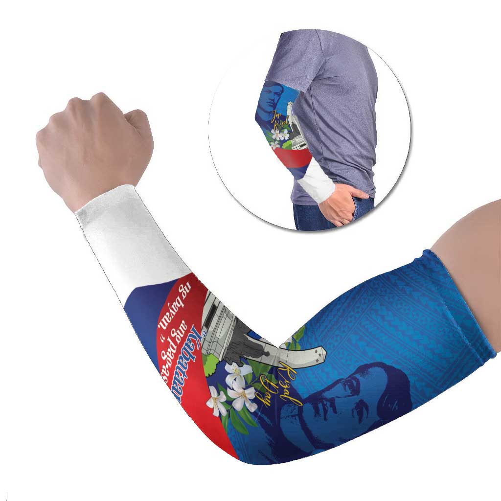 Philippines Rizal Day Arm Sleeves Filipino Motto Stella Polynesian Pattern - Wonder Print Shop