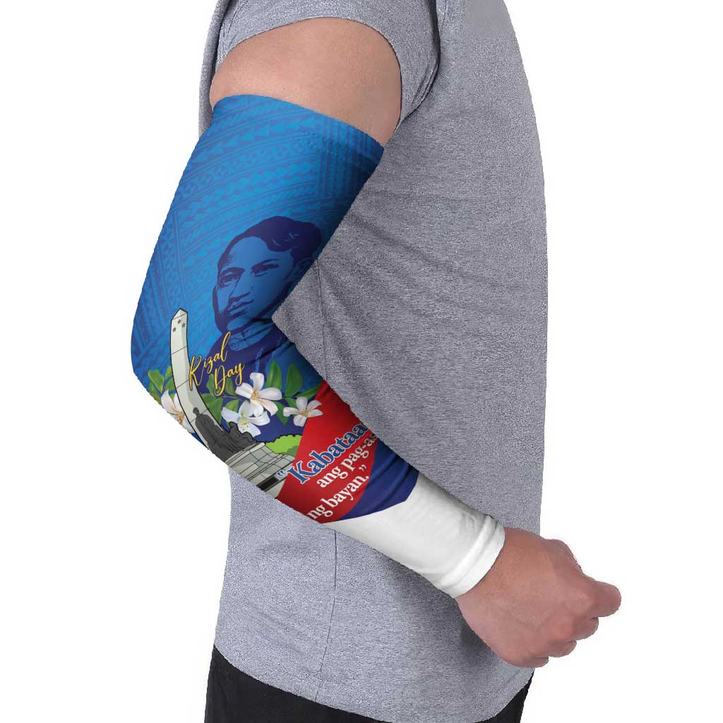 Philippines Rizal Day Arm Sleeves Filipino Motto Stella Polynesian Pattern - Wonder Print Shop