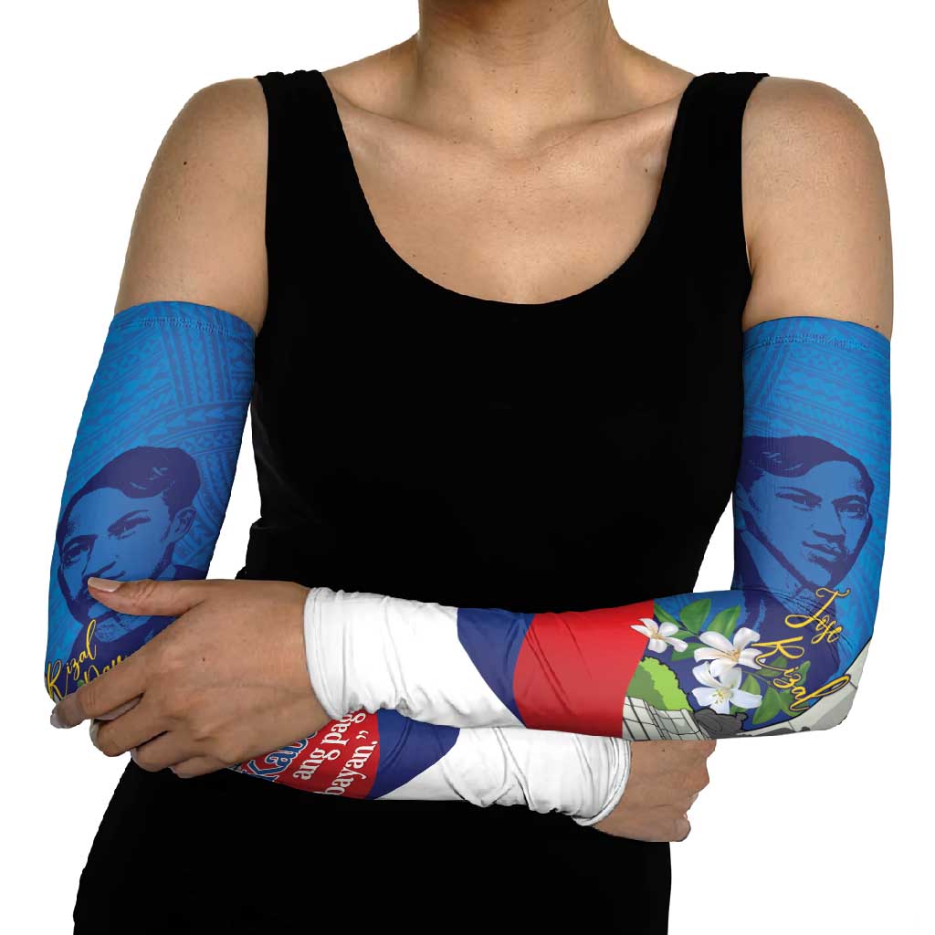 Philippines Rizal Day Arm Sleeves Filipino Motto Stella Polynesian Pattern - Wonder Print Shop