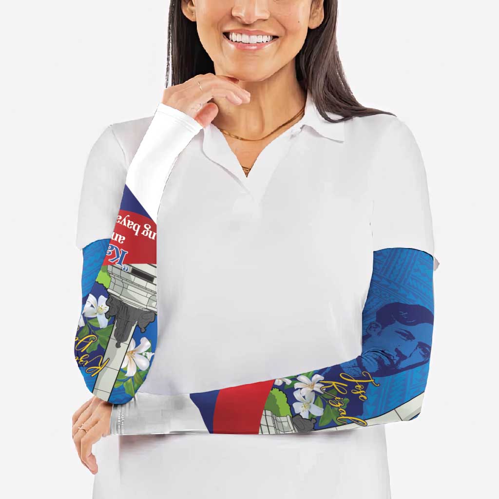 Philippines Rizal Day Arm Sleeves Filipino Motto Stella Polynesian Pattern - Wonder Print Shop