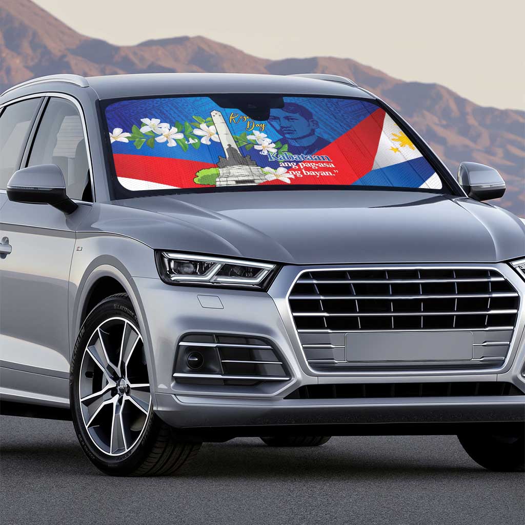 Philippines Rizal Day Auto Sun Shade Filipino Motto Stella Polynesian Pattern - Wonder Print Shop