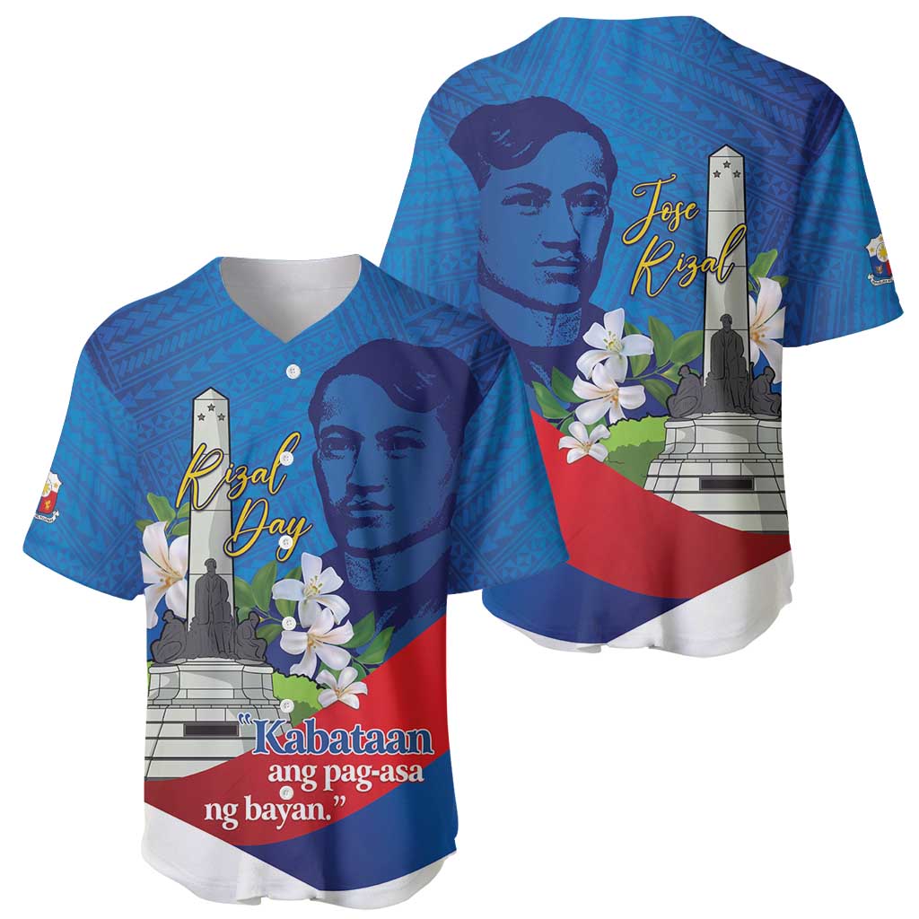 Philippines Rizal Day Baseball Jersey Filipino Motto Stella Polynesian Pattern - Wonder Print Shop