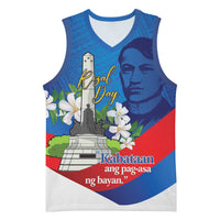 Philippines Rizal Day Basketball Jersey Filipino Motto Stella Polynesian Pattern - Wonder Print Shop