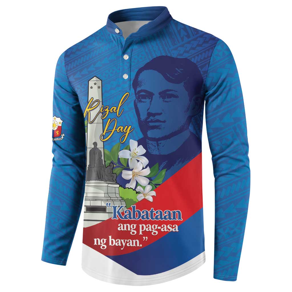 Philippines Rizal Day Button Sweatshirt Filipino Motto Stella Polynesian Pattern - Wonder Print Shop