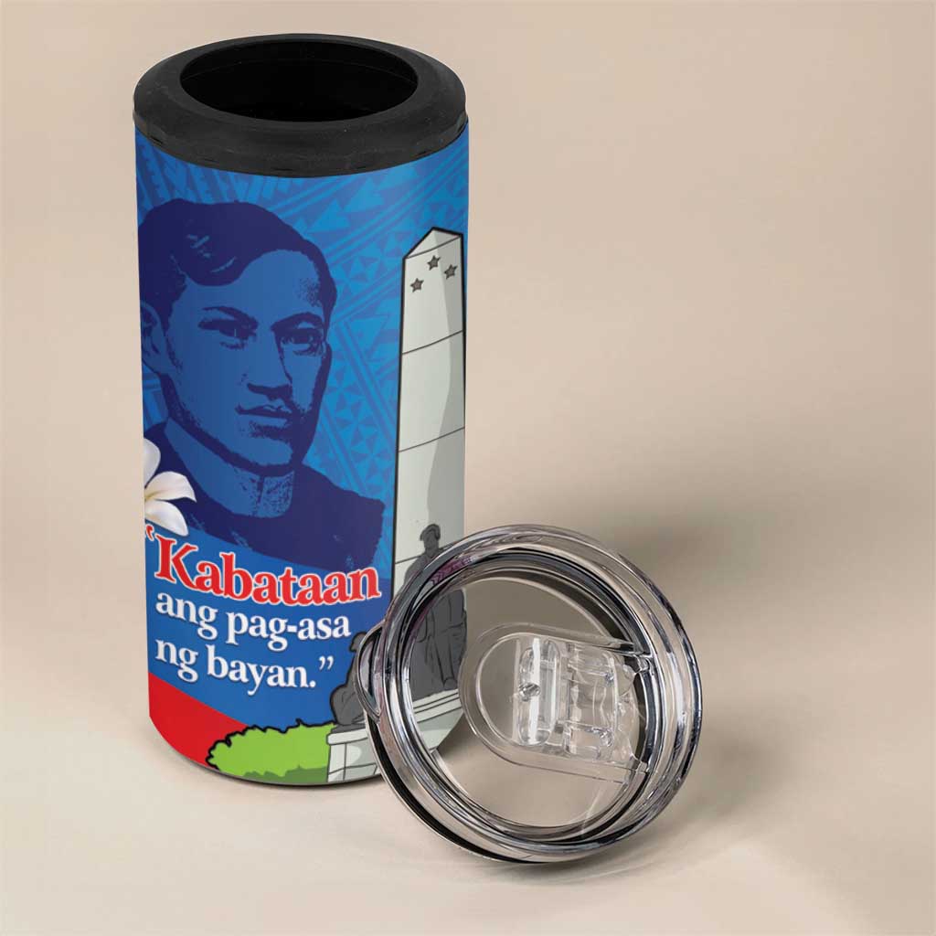 Philippines Rizal Day 4 in 1 Can Cooler Tumbler Filipino Motto Stella Polynesian Pattern - Wonder Print Shop