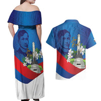 Philippines Rizal Day Couples Matching Off Shoulder Maxi Dress and Hawaiian Shirt Filipino Motto Stella Polynesian Pattern - Wonder Print Shop