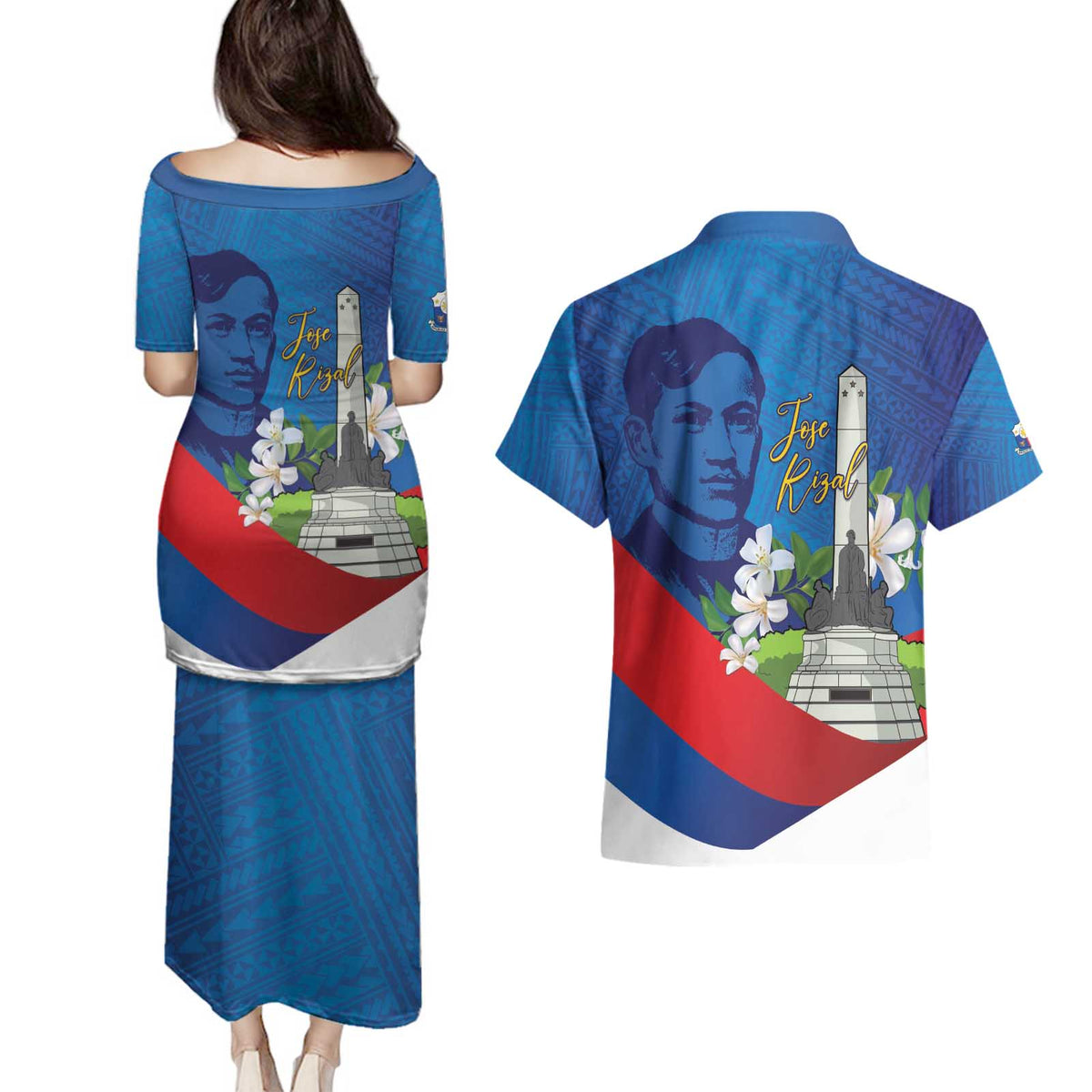 Philippines Rizal Day Couples Matching Puletasi and Hawaiian Shirt Filipino Motto Stella Polynesian Pattern - Wonder Print Shop