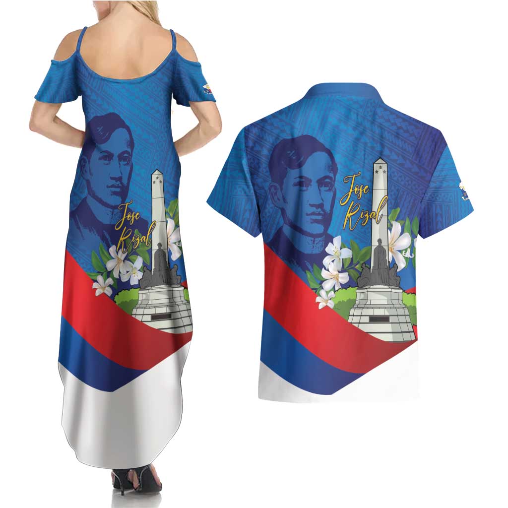 Philippines Rizal Day Couples Matching Summer Maxi Dress and Hawaiian Shirt Filipino Motto Stella Polynesian Pattern - Wonder Print Shop