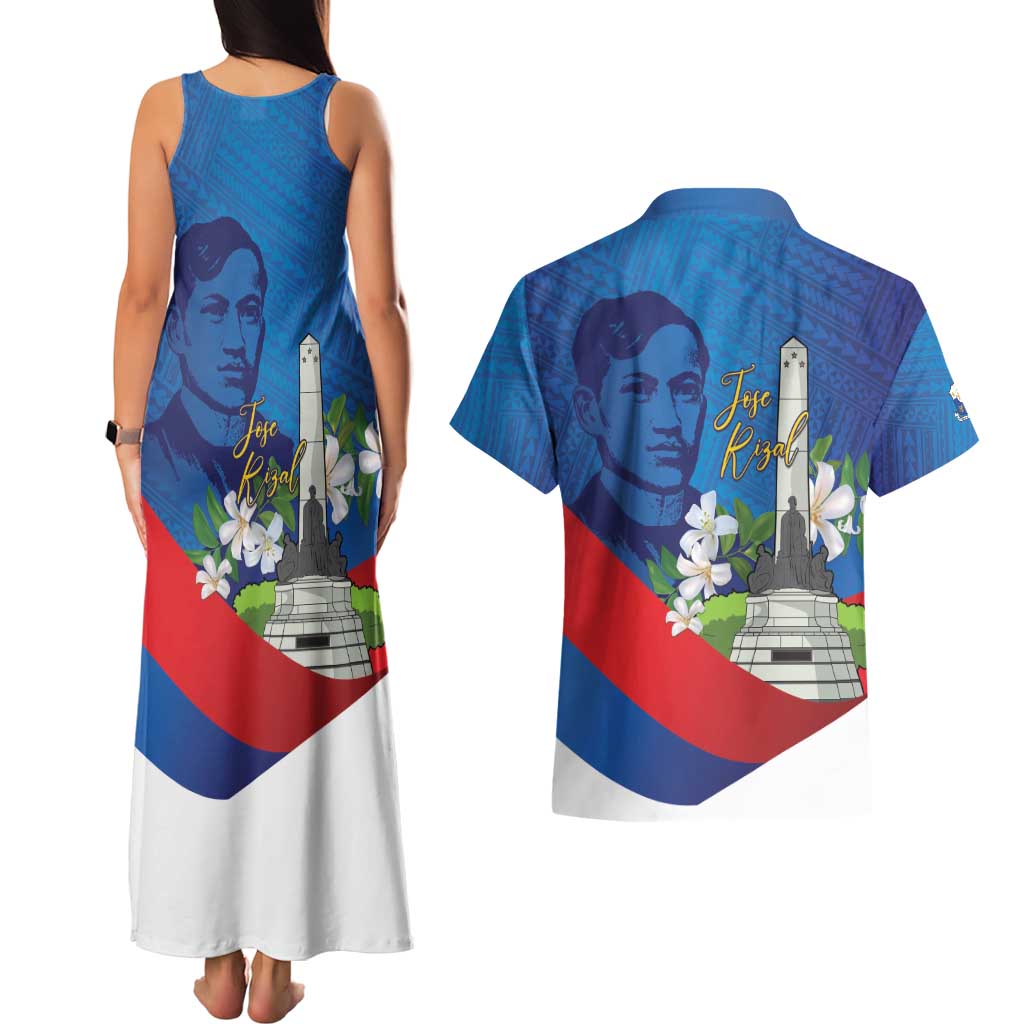 Philippines Rizal Day Couples Matching Tank Maxi Dress and Hawaiian Shirt Filipino Motto Stella Polynesian Pattern - Wonder Print Shop