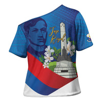 Philippines Rizal Day Cross Shoulder Shirt Filipino Motto Stella Polynesian Pattern - Wonder Print Shop