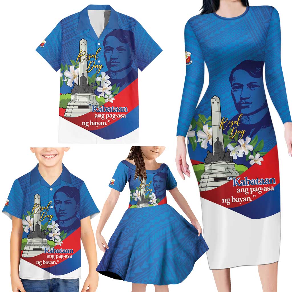 Philippines Rizal Day Family Matching Long Sleeve Bodycon Dress and Hawaiian Shirt Filipino Motto Stella Polynesian Pattern - Wonder Print Shop