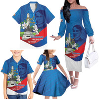 Philippines Rizal Day Family Matching Off The Shoulder Long Sleeve Dress and Hawaiian Shirt Filipino Motto Stella Polynesian Pattern - Wonder Print Shop