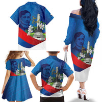 Philippines Rizal Day Family Matching Off The Shoulder Long Sleeve Dress and Hawaiian Shirt Filipino Motto Stella Polynesian Pattern - Wonder Print Shop