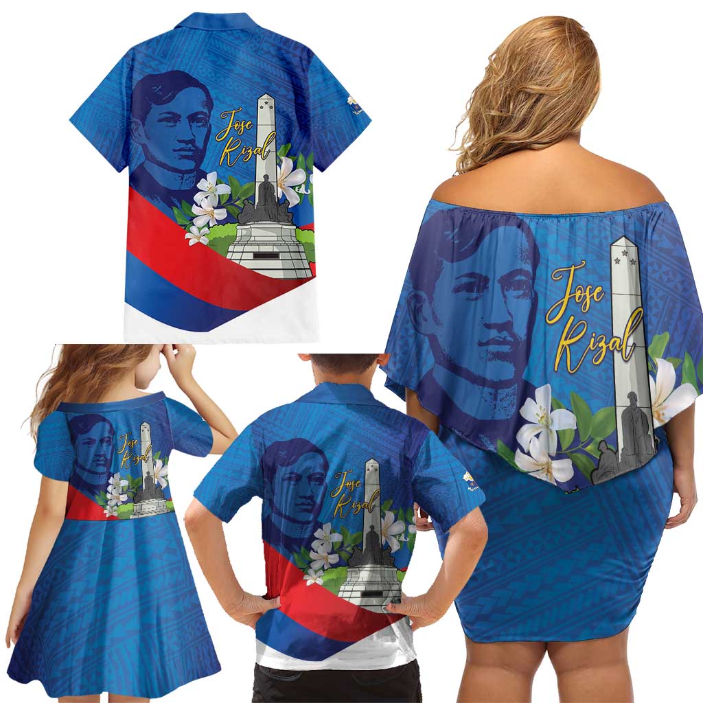 Philippines Rizal Day Family Matching Off Shoulder Short Dress and Hawaiian Shirt Filipino Motto Stella Polynesian Pattern - Wonder Print Shop