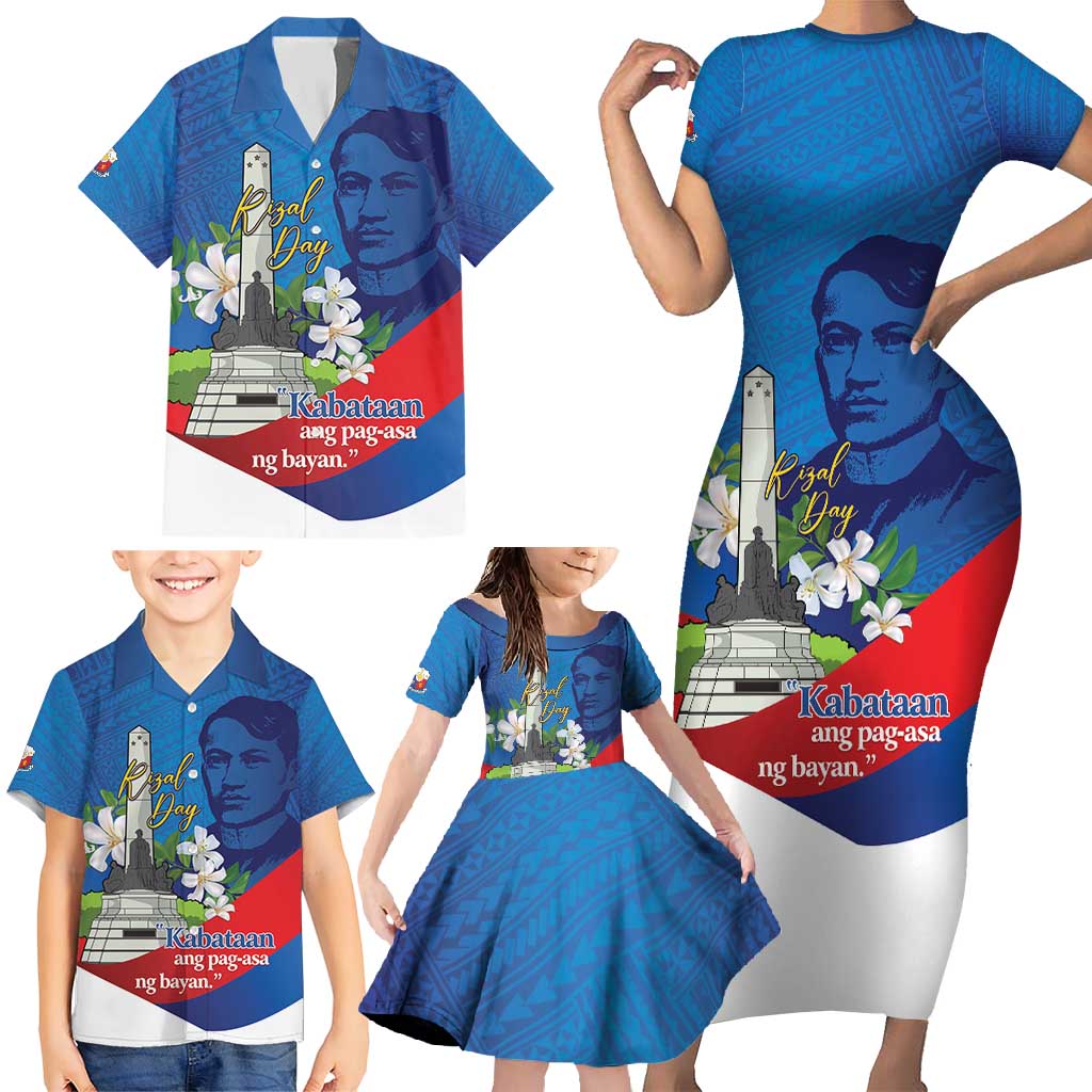 Philippines Rizal Day Family Matching Short Sleeve Bodycon Dress and Hawaiian Shirt Filipino Motto Stella Polynesian Pattern - Wonder Print Shop