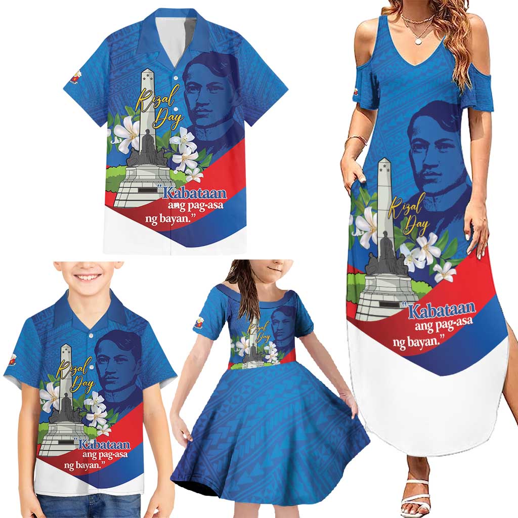 Philippines Rizal Day Family Matching Summer Maxi Dress and Hawaiian Shirt Filipino Motto Stella Polynesian Pattern - Wonder Print Shop