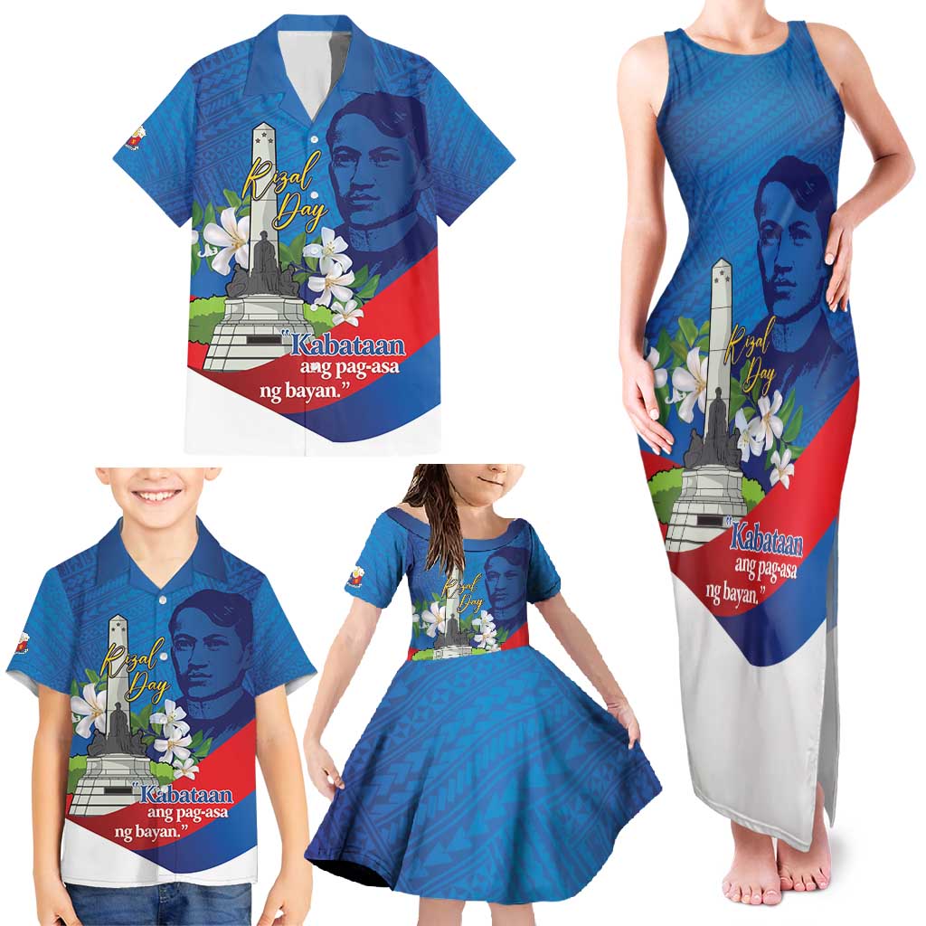 Philippines Rizal Day Family Matching Tank Maxi Dress and Hawaiian Shirt Filipino Motto Stella Polynesian Pattern - Wonder Print Shop