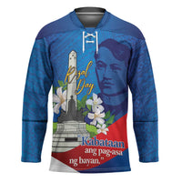 Philippines Rizal Day Hockey Jersey Filipino Motto Stella Polynesian Pattern - Wonder Print Shop