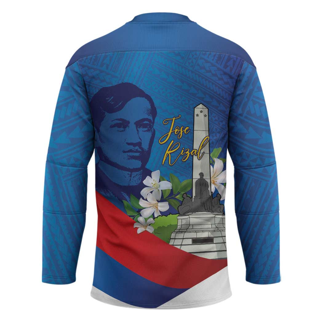 Philippines Rizal Day Hockey Jersey Filipino Motto Stella Polynesian Pattern - Wonder Print Shop